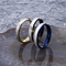 Fashion Minimalist Stainless Steel Brushed Ring Unisex Inlaid Rhinestones Ring