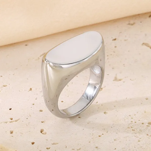 Trendy Irregular Flat Stainless Steel Ring for Hip-Hop Style