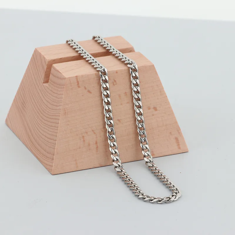 Fashion Minimalist Cuban Link Chain Necklace Hexagon Polished Unisex Stainless Steel Necklace