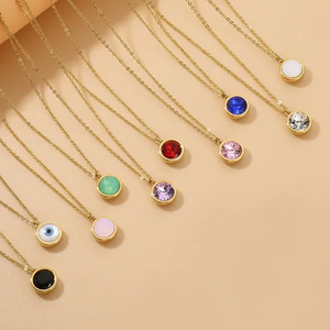 Sweet 18K Gold Plated Clavicle Chain Jewelry Wholesale Round Evil Eye Women's Necklace