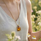 Personalized Square Multi-Color Glass Pendant Necklace Snake Bone Chain 18K Gold-Plated Stainless Steel Necklace Wholesale
