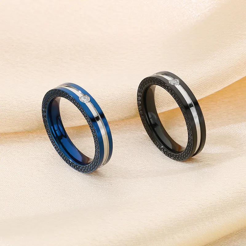 Wholesale Fashion Stainless Steel Creative Geometric Diamond Inlaid Multi Style Rings