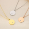 Simple Stainless Steel Circular Heart, Good Luck and Fortune Logo with Diamond Studded Pendant Necklace