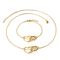 New Creative Heart-Shaped Cute Cat Paw Stainless Steel Necklace and Bracelet Jewelry Sets