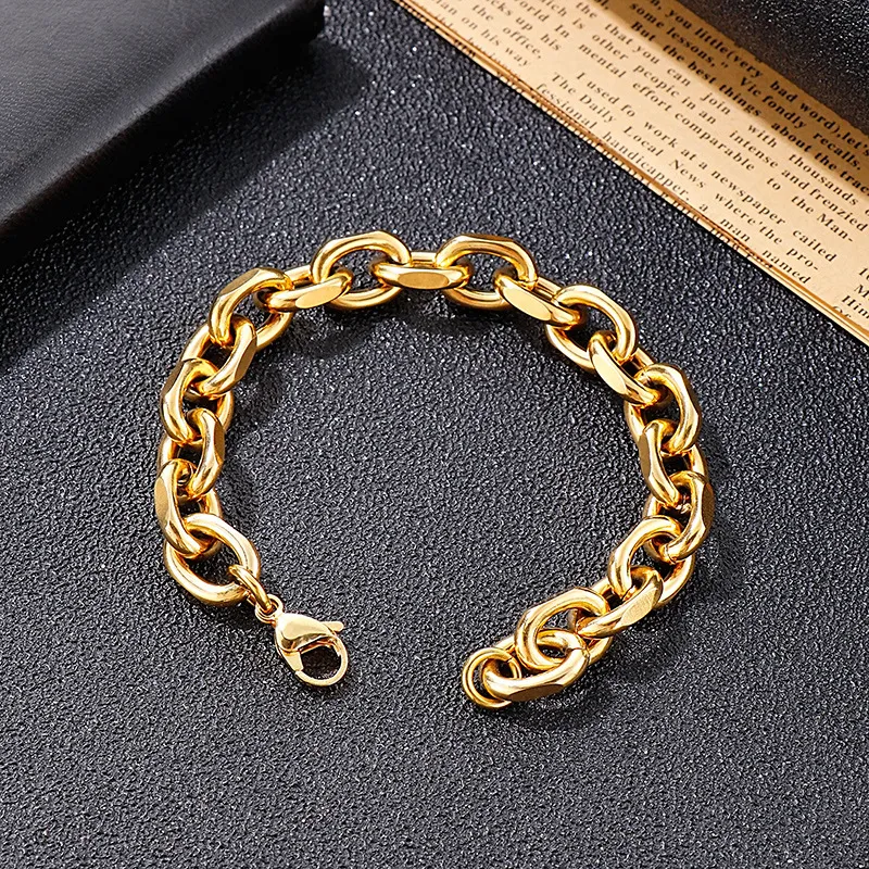 304 Stainless Steel Jewelry Hip Hop O-Shaped Edded Bracelet Necklace