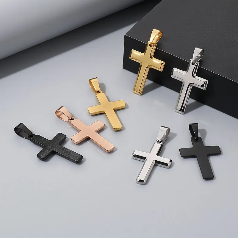 European and American Stainless Steel Cross Men's Pendant Necklace Geometric Couple Versatile Necklace Accessories