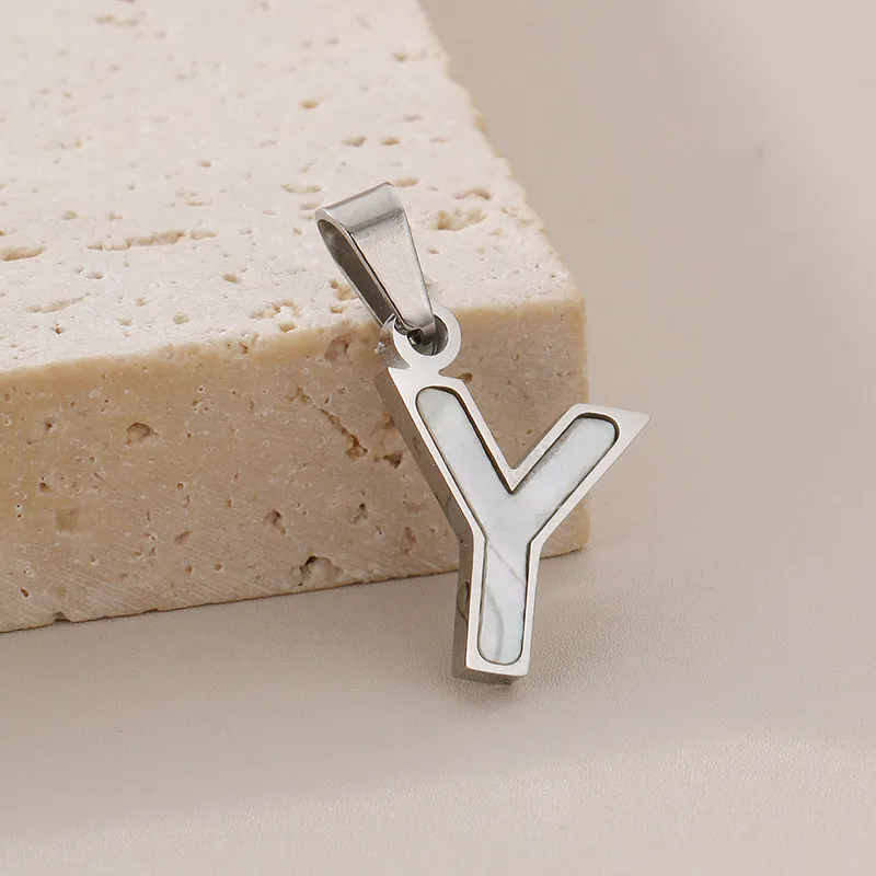Women's Sweet White Shell English Letter Stainless Steel Pendant Jewelry
