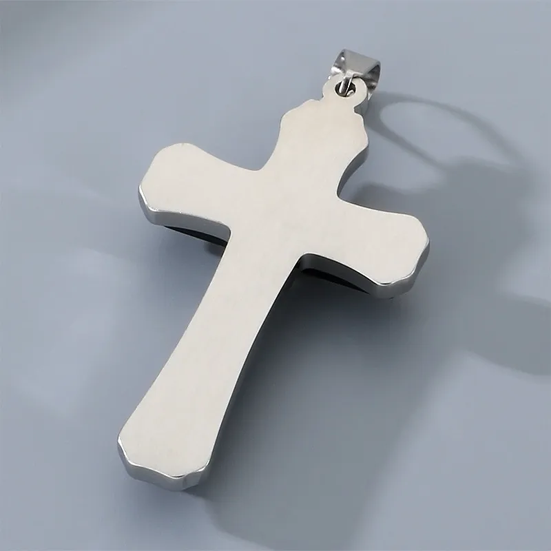 Men's Trendy Stainless Steel Three-Layer Three-Dimensional Cross Pendant Accessory Jewelry Wholesale
