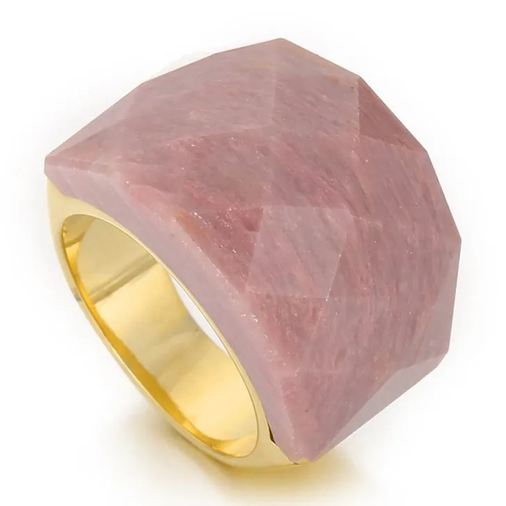 18K Gold Plated Women's Colorful Natural Stone Statement Ring