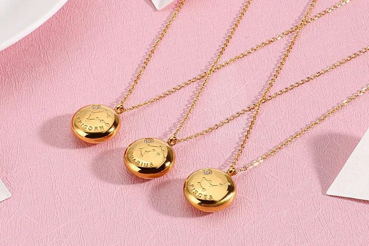 New Arrival 12 Constellation Gold Stainless Steel Guardian Necklace Gift Girlfriend Wholesale