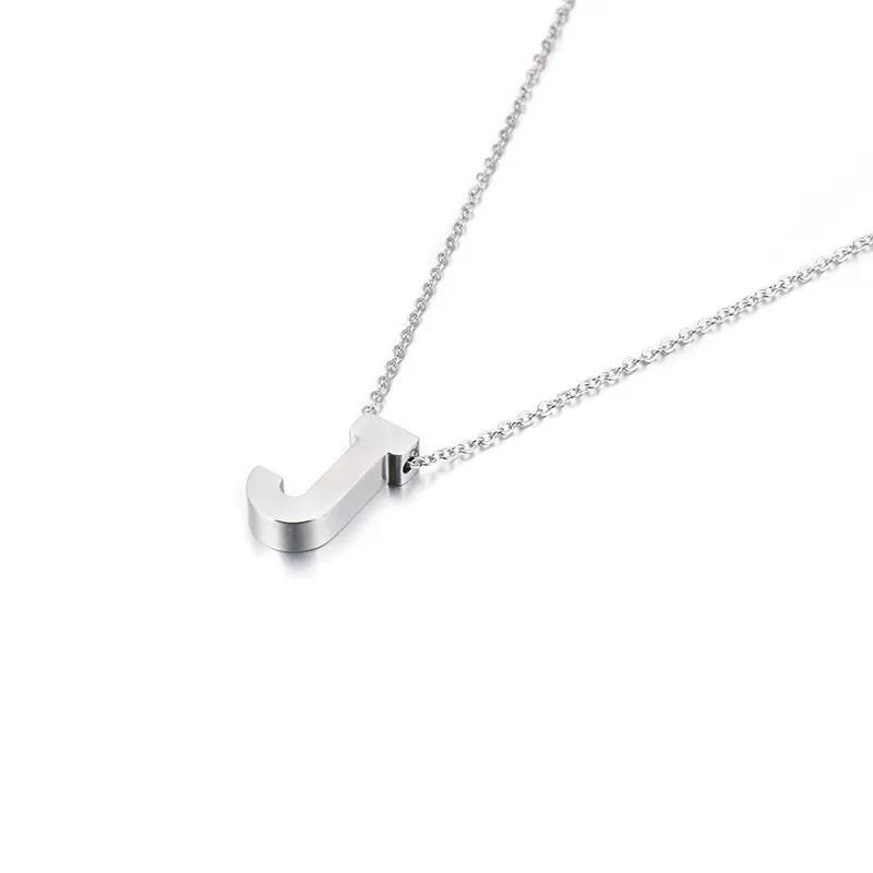 New Smooth Stainless Steel Pendant Necklace with 26 Capital Letters of The English Alphabet for Women