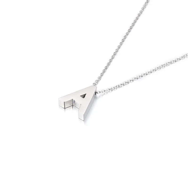 New Smooth Stainless Steel Pendant Necklace with 26 Capital Letters of The English Alphabet for Women