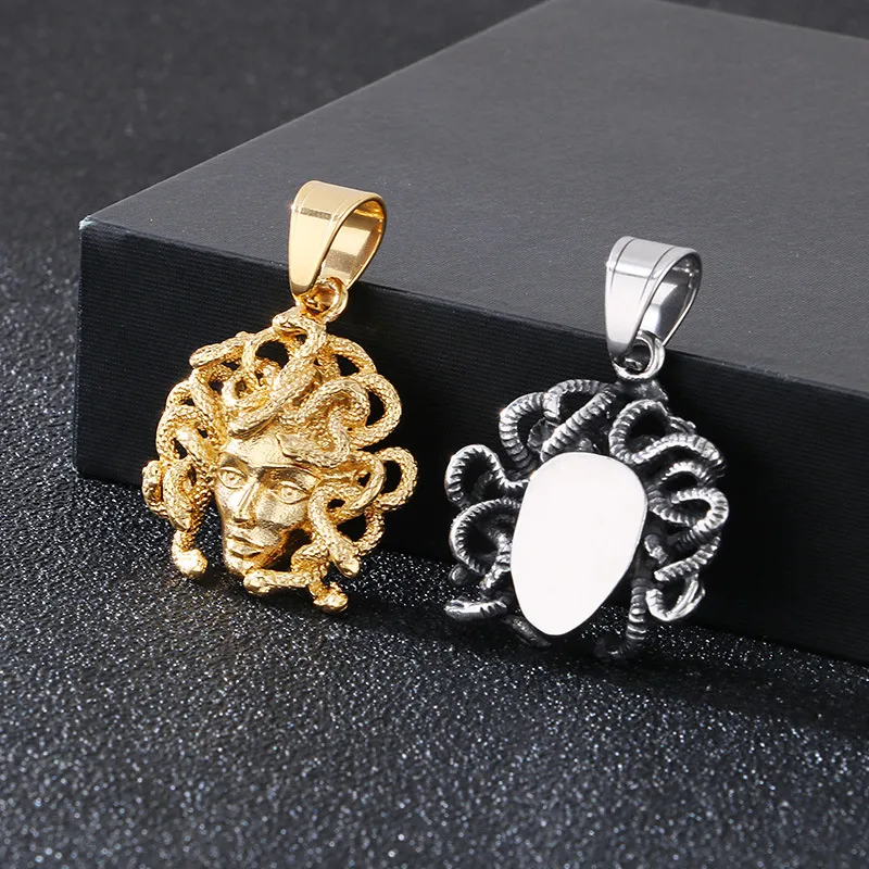 Men's Stainless Steel Cast Snake Pendant Necklace Punk Style Jewelry