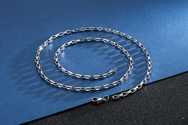 Stainless Steel Jewelry Rectangular Hip-Hop Necklace with Multiple Sizes to Choose From