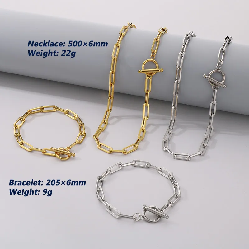 Minimalist Bracelet Personalized Heart Ot Clasp Curved Square Chain Women's Necklace Jewelry