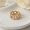 Personalized Oversized Stainless Steel Ring Irregular Double Row Diamond Geometric Rings Wholesale