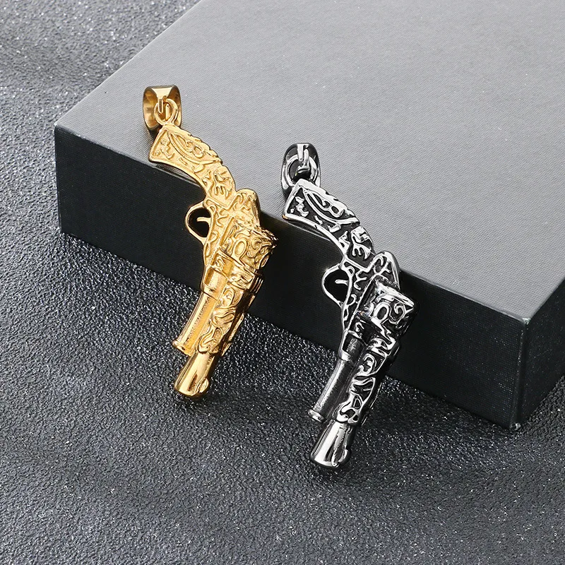 Punk Creative Retro American Style Revolver Stainless Steel Men's Pendant