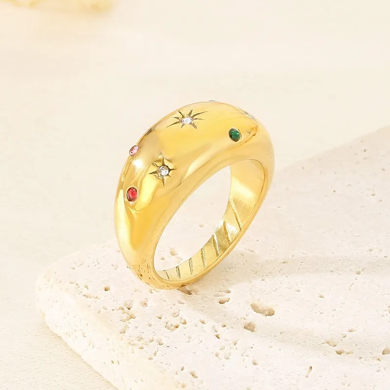 Ins Cold Wind Stainless Steel Diamond Set Ring Suitable for Daily Wear