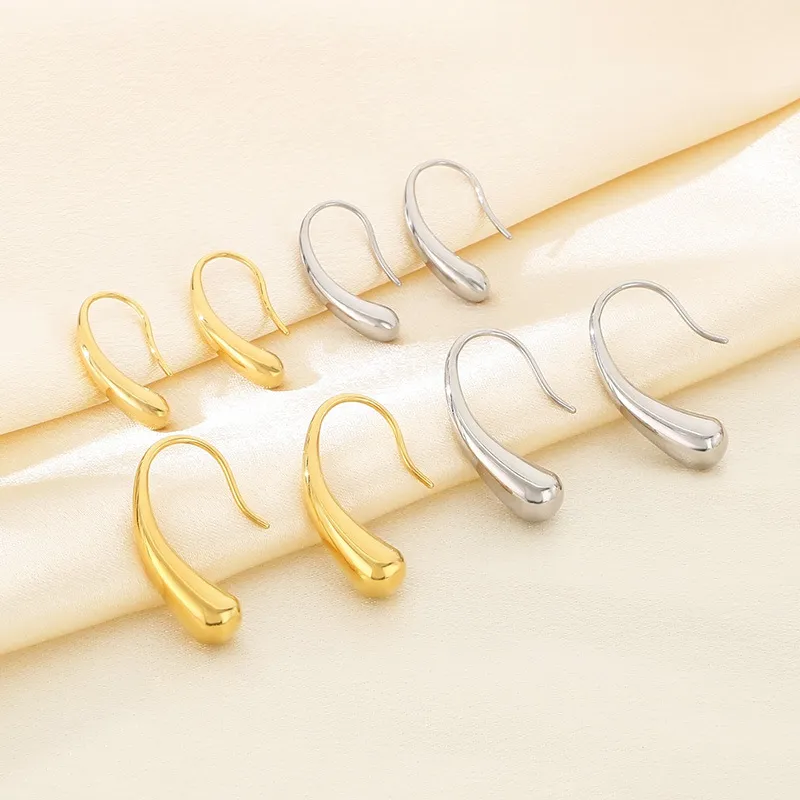 Minimalist Stainless Steel Water Drop Ear Hooks Fashion Versatile Small Earrings Wholesale
