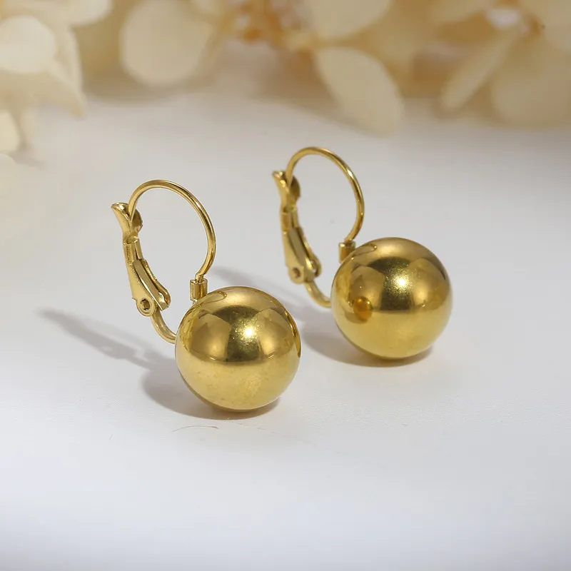 Wholesale European American Minimalist Earrings Stainless Steel Ball Ear Buckles Fashion Jewelry