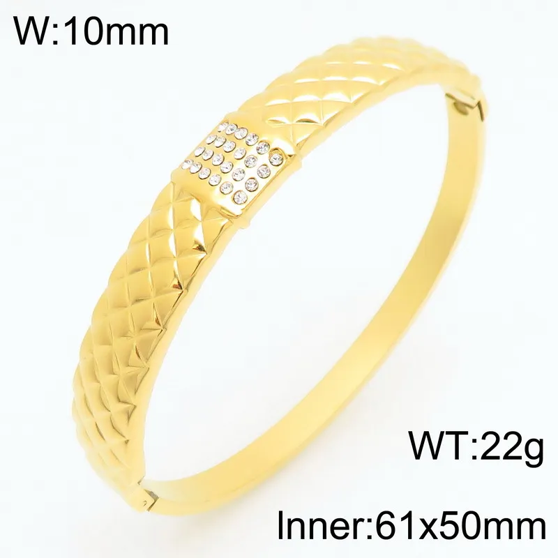 Trendy Diamond-Encrusted Stainless Steel 8K Gold-Plated Buckle Bracelet for Women Jewelry