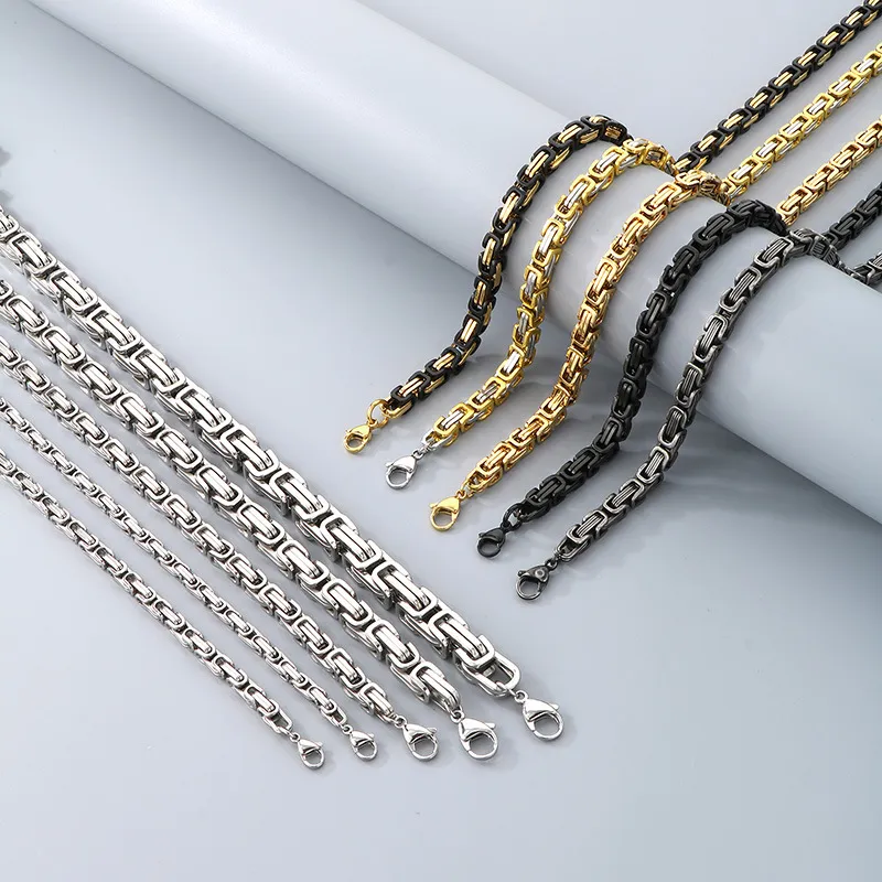 Celebrity-Style Byzantine Bracelet, Personalized Hip-Hop Stainless Steel Domineering Imperial Bracelet for Men, Multiple Specifications
