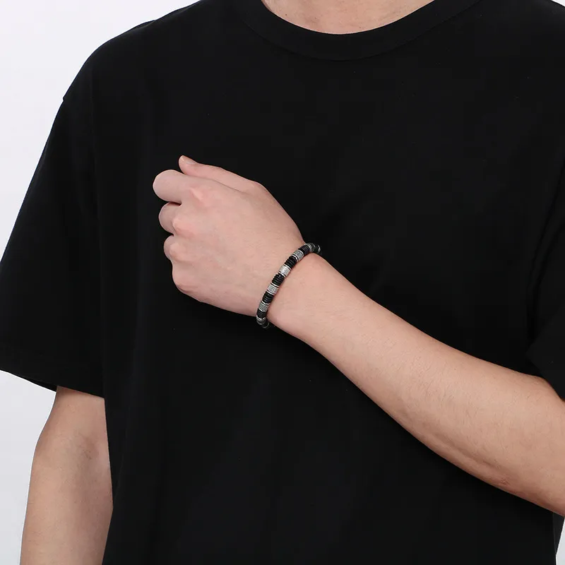 European and American Style Stainless Steel Men's Leather Bracelet Fashion Jewelry