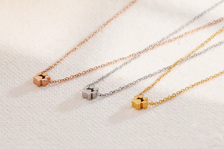 Korean Minimalist Cat Paw Print Necklace Stainless Steel Jewelry Bracelet Ring