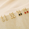 Stainless Steel Jewelry Droplet Shaped Diamond Inlaid Shell Bead Earrings