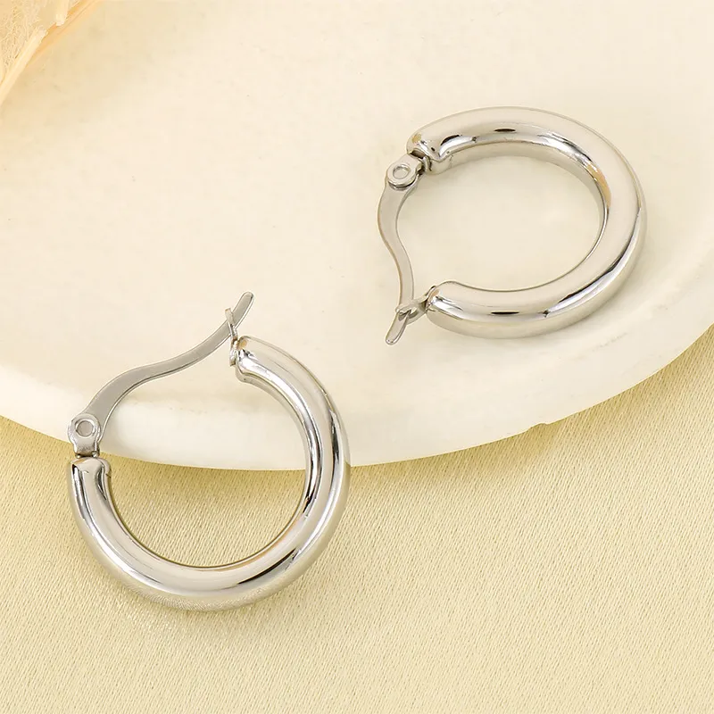 Simple Circle Versatile Earrings Female Ins Geometric Smooth Stainless Steel Earrings Jewelry