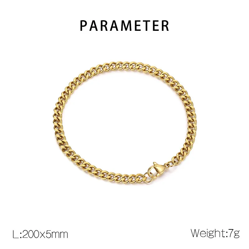 Hip Hop Style Stainless Steel Double-Sided Grinding Multi Size Cuban Chain Lobster Buckle Fashion Bracelet&Necklace Set