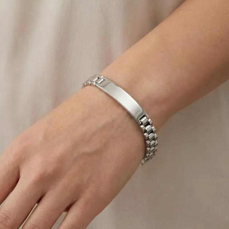 Stylish Adjustable Stainless Steel Couple Wide Watches Bracelets Bangles