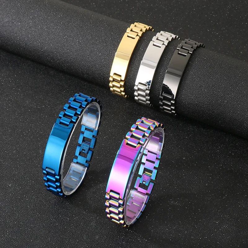 Stylish Adjustable Stainless Steel Couple Wide Watches Bracelets Bangles