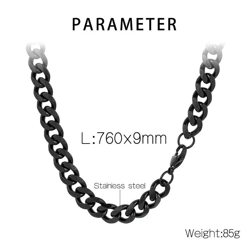 Trendy 6-Sided Polished Cuban Link Bracelet Necklace Multi-Size Stainless Steel Clavicle Chain Jewelry Set