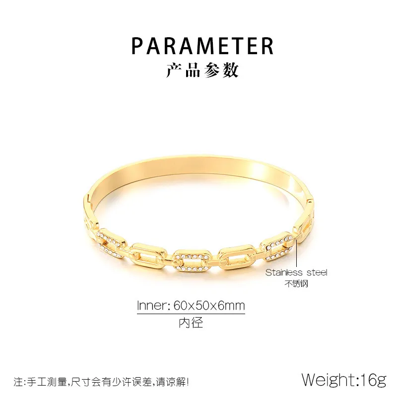 Stainless Steel Jewelry Rhinestone Bangle Suitable for Daily Wear