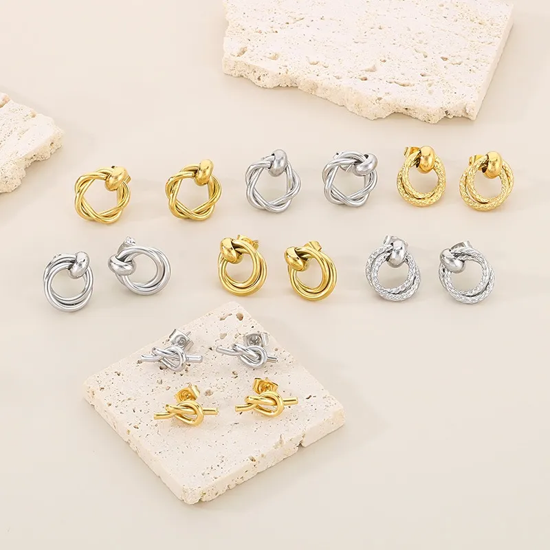 Modern Elegant Stud Earrings with Unique Double-Hoop Style