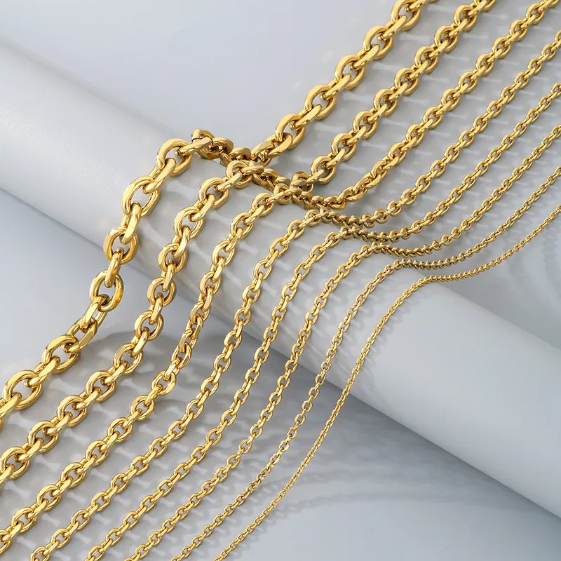 Trendy and Versatile Stainless Steel Dog-Leg Chain Bracelet, Minimalist O-Shaped Trimmed Chain Lobster Claw Clasp Necklace Set for Men and Women