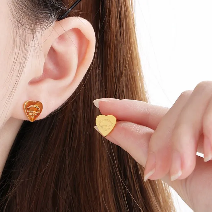 Stylish O-Shaped Chain Necklace Sets with Heart Earrings Jewelry for Women
