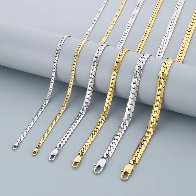 Stainless Steel Chain Bracelet Necklace Jewelry Set Suitable for Daily Wear