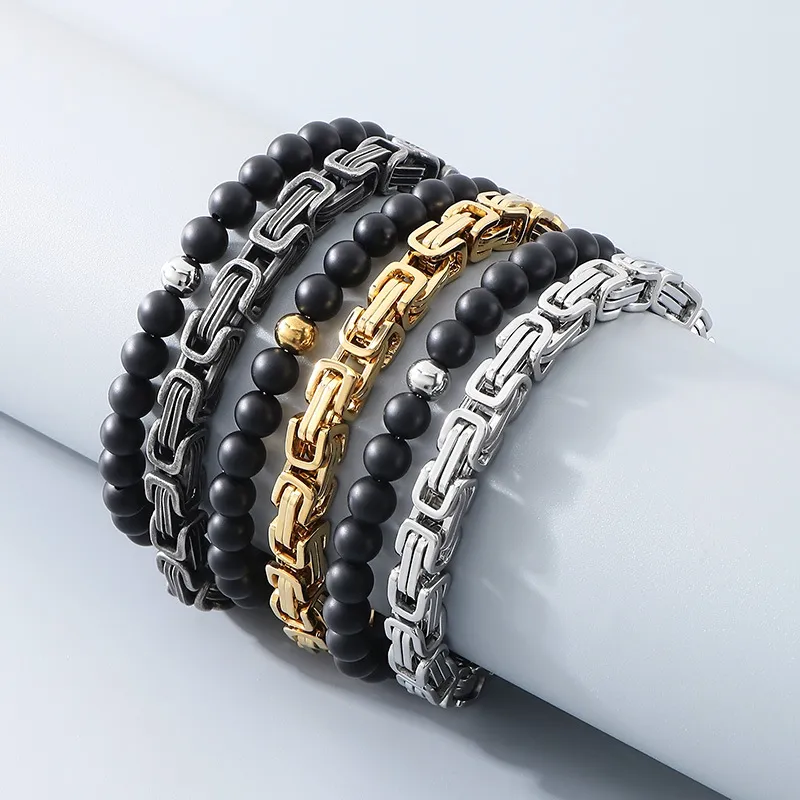 Handmade DIY Double-Layer Bracelet Punk Fashion Stainless Steel Men's Bracelet Accessories