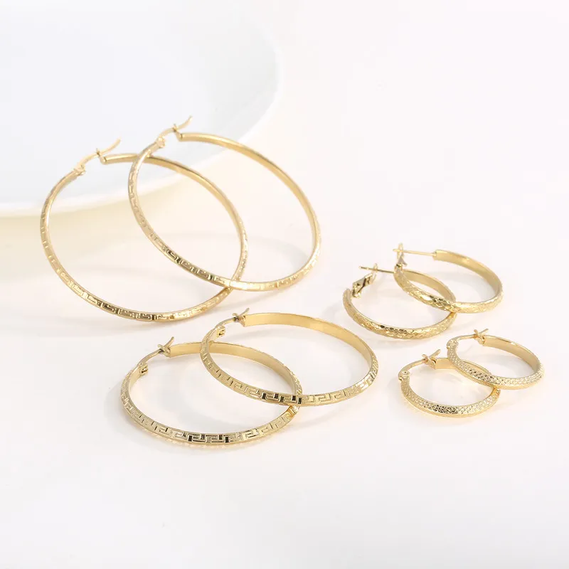 Fashion Stainless Steel Multi Specification Round Girl Temperament Earrings Jewelry Wholesale