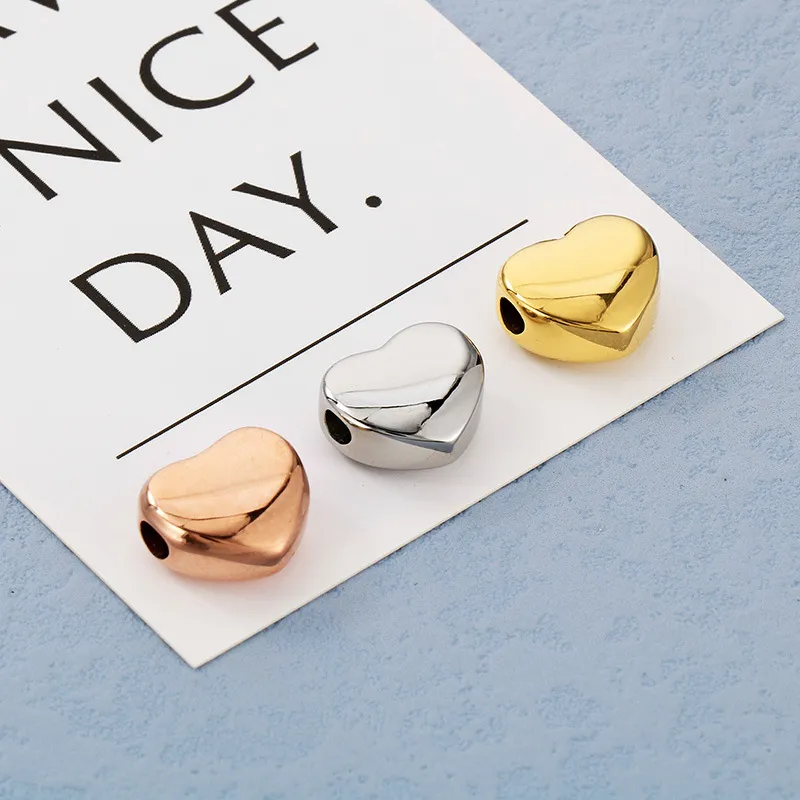 Stainless Steel Heart-Shaped Diamond Studded DIY Jewelry Accessories