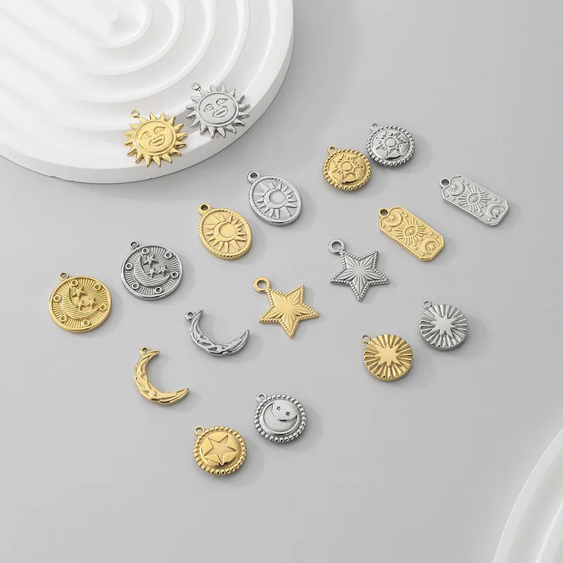 Stainless Steel Star Moon Jewelry Accessories Pendant DIY Necklace Pendant Pendant