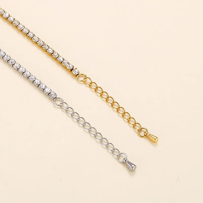 Stainless Steel Trendy Fashion Temperament Personalized Single Circle Zircon Full Diamond Bracelet Necklace for Women