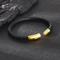 Men's Personalized Leather Rope Weaving Bracelet Stainless Steel Snap Button Trendy Men's Simple Plain Circle Bracelet