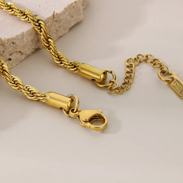 Unisex Stainless Steel Braided Bracelet with 18K Gold Finish