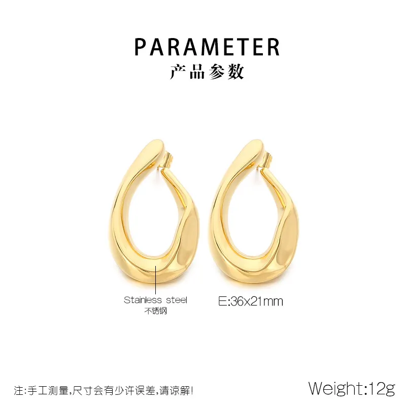 Fashionable Stainless Steel Multi Style Hollow Geometric Irregular Temperament Girl Earrings Jewelry Wholesale