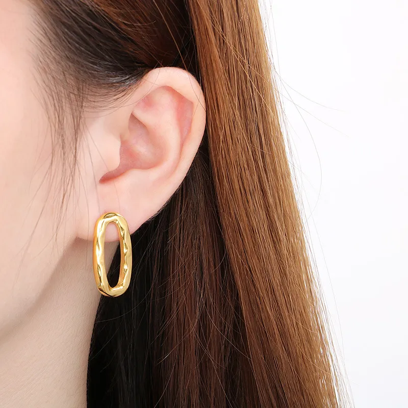 Fashionable Stainless Steel Multi Style Hollow Geometric Irregular Temperament Girl Earrings Jewelry Wholesale