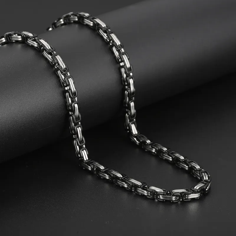 Hip-Hop Domineering Motorcycle Chain Men's Byzantine Circular Chain Stainless Steel Necklace