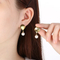 Ins Metal Shell Pearl Tassel Stainless Steel Earrings European Summer Vacation Jewelry Women
